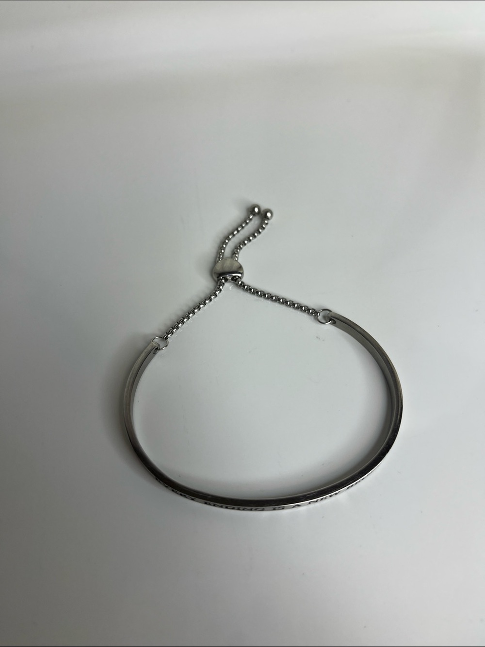 Silver Inspirational Bangle Bracelet "Every Ending Is A New Beginning" - Picture 2 of 7